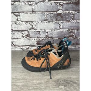 Scarpa Helix Rock Climbing Shoes Orange Suede Synthetic Lace Women 36EU/5.5M US